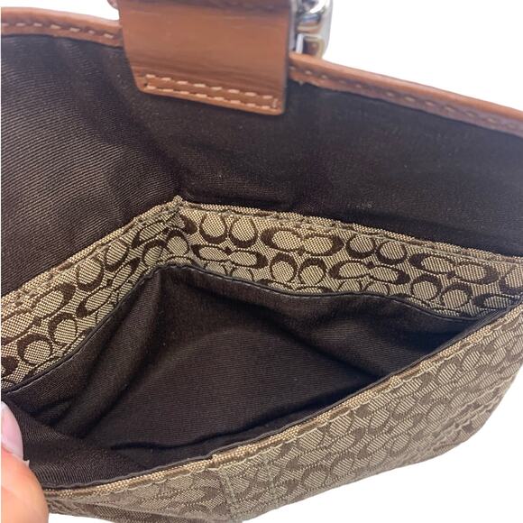 COACH Brown Signature Canvas Wristlet - Picture 6 of 8